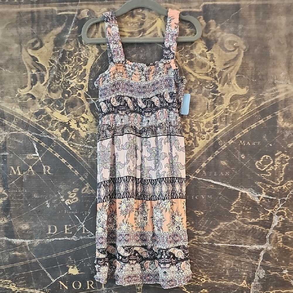 Art Class Pink and Black Tiered Sundress